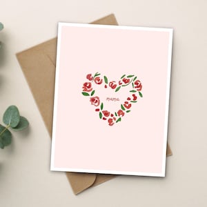 Couronne de fleurs aquarelle pour maman, Fête des mères faite main dans le Gard, cadeau peint à la main pour maman, carte A2 avec enveloppe, intérieur vierge, carte pour maman