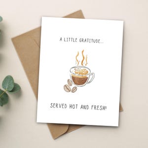 Une petite carte de voeux de gratitude, carte de remerciement pour amateur de café, blanc à l'intérieur, écrivez votre propre message, cartes aquarelles, cadeau fait main, canada