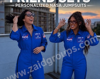 Blue NASA Inspired Astronaut Suit for All Ages, Personalized Kids Adult Space Costume, Custom Name Number Space Explorer Jumpsuit