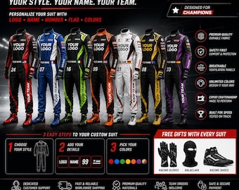 Custom Racing Suit, Personalized Logo Name Karting Jumpsuit Motorsport Outfit