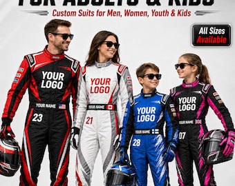 Custom Theme Racing Suit for Adults Kids, Personalized Formula Inspired Jumpsuit, Name Number Logo Motorsport Event Costume