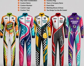 Custom Beverage Promotional Jumpsuit, Personalized Brand Logo Uniform, Event Staff Motorsport Costume, Promotional Team Outfit