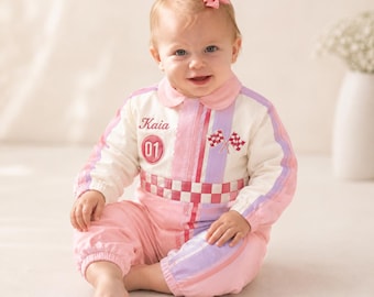 Retro Racing Suit, Custom Vintage Motorsport Jumpsuit for Kids Adults, Personalized Name Number Classic Race Costume
