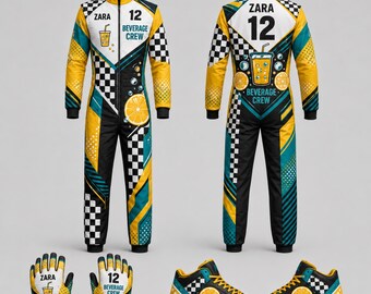 Custom Beverage Promotional Jumpsuit, Personalized Brand Logo Uniform, Event Staff Motorsport Costume, Promotional Team Outfit