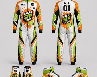 Custom Beverage Promotional Jumpsuit, Personalized Brand Logo Uniform, Event Staff Motorsport Costume, Promotional Team Outfit