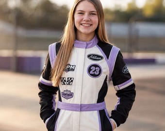 Retro Racing Suit, Custom Vintage Motorsport Jumpsuit for Kids Adults, Personalized Name Number Classic Race Costume
