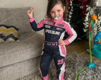 Baby Kids Racing Suit, Personalized Formula Inspired Jumpsuit, Custom Name Number Motorsport Costume for Toddlers Children