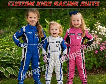 Custom Toddler Youth Racing Jumpsuit Sets, Personalized Matching Motorsport Costumes, Name Number Kids Team Event Outfits