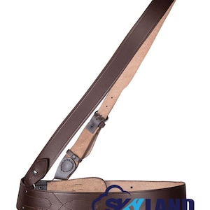 Sam Browne Brown Leather Belt with Crossover Shoulder Strap - British Military Belts - with Silver Accessories
