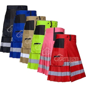 Tactische utility-kilt voor brandweerlieden | 100% katoen | Schots cargodesign | Reflecterende rand | Maatwerk | Kies je kleur