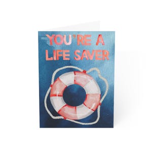 Youre a Life Saver Greeting Card | Thank You Card with Lifesaver Illustration, Watercolor Nautical Appreciation Card