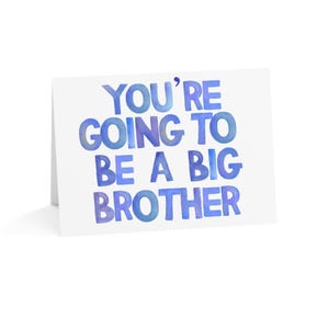 Biglietti d'auguri per l'annuncio del Grande Fratello / Annuncio di gravidanza per bambini, biglietto d'auguri con acquerello blu