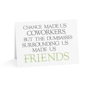 Un collègue de travail à un ami carte de vœux | Carte d'amitié avec humour au bureau, carte de meilleure amie au travail sarcastique