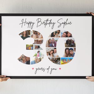 Editable 30th Birthday Photo Collage Template | Custom Canva Template | 30 Photo Collage Printable | Instant Download | Personalised Gift