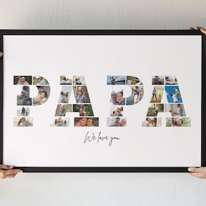 Personalised PAPA Photo Collage Print – Printable Custom Father&#39;s Day Gift – Papa Photo Gift - Digital Fathers Day Print - Papa Print