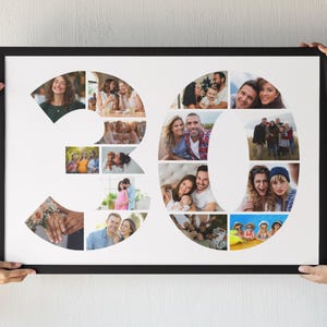 Editable 30th Birthday Photo Collage Template | Custom Canva Template | 30 Photo Collage Printable | Instant Download | Personalised Gift