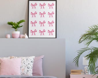 Pink Bow Wall Art | Girly Aesthetic Print (Digital Download)