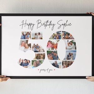 Editable 50th Birthday Photo Collage Template | Custom Canva Template | 50 Photo Collage Printable | Instant Download | Personalised Gift
