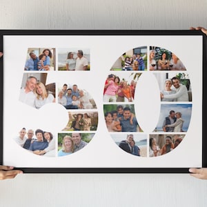 Editable 50th Birthday Photo Collage Template | Custom Canva Template | 50 Photo Collage Printable | Instant Download | Personalised Gift