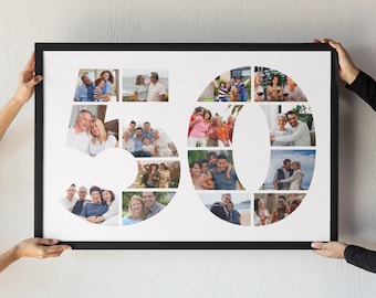 Custom 50th Birthday Photo Collage Print (Digital Download)
