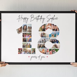Editable 18th Birthday Photo Collage Template | Custom Canva Template | 18 Photo Collage Printable | Instant Download | Personalised 18 Gift