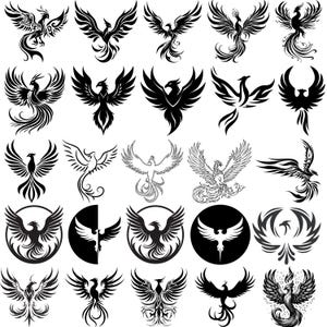 Phoenix SVG Bundle, Phoenix Bird Silhouette, Phoenix Vector, Phoenix Designs, Phoenix SVG Cut Files for Cricut, Phoenix Clipart,