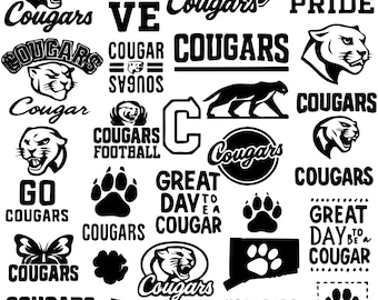 Cougars SVG Bundle, Cougar school mascot svg, School Spirit Cougar svg,  Wild Animal Svg,|Cougars Paw Svg, Cougars Cutfile, Cricut