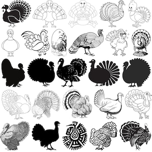 Truthahn SVG-Bundle, Truthahn Silhouette, Truthahn Clipart, Truthahn Design zwar, wilde Truthahn Cut Files, festliche Truthahn, Truthahn Jagdsaison svg