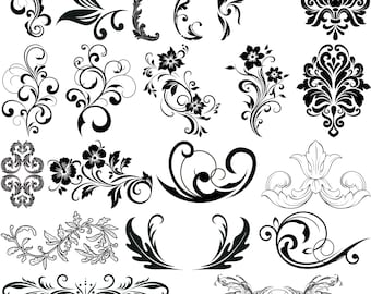 Elegante filigrane SVG, Flourish SVG, komplizierte Vintage Flourish Clipart-Set, dekorative Elemente SVG, Swirls SVG, komplizierte Vintage