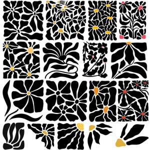 Abstract Flowers SVG Bundle, Boho Flower Svg, Wall Decor, Flower Clipart, Floral Svg, Groovy Flower Svg, Flower Cut File, Daisy Flower Svg,