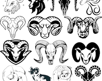 Widder Kopf SVG Bundle, Widder Gesicht SVG, Widder Silhouette, Ram geschnitten Dateien für Cricut, Ram Vektor, Ram Bighorn Schafe