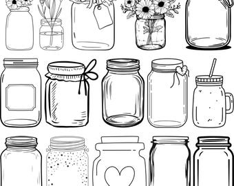 Mason Jar Svg, Mason Jar Cricut, Jar Clipart,  Mason Jars Silhouette, Mason Jars Cut File, Mason Jar Flowers svg Bundle, Ball Jar Svg