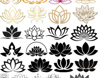 LOTUS SVG Bundle, Lotus Cricut , Lotus Cut Files, Namaste Cut Files ,Yoga Silhouette, Lotus Clipart, Meditation Clipart, mandala lotus svg