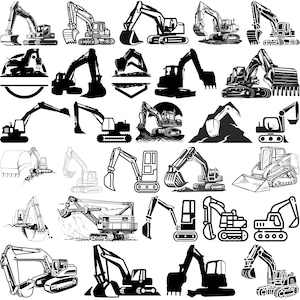 Excavator SVG Bundle, Excavator Vector,Excavator png,Construction Truck SVG, SVG Files for Cricut, Road Work Clipart, Excavator Decal