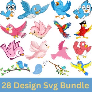 Bundle SVG oiseaux dessin animé, eps oiseau dessin animé, vecteur oiseau dessin animé, Svg oiseau volant, Svg Animal, clipart oiseau artoon, svg oiseau mignon,