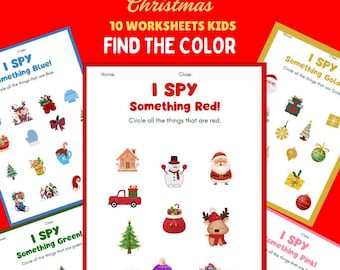「I Spy Colors」アクティビティ | クリスマス プリスクール 印刷可能 (A4 PDF)