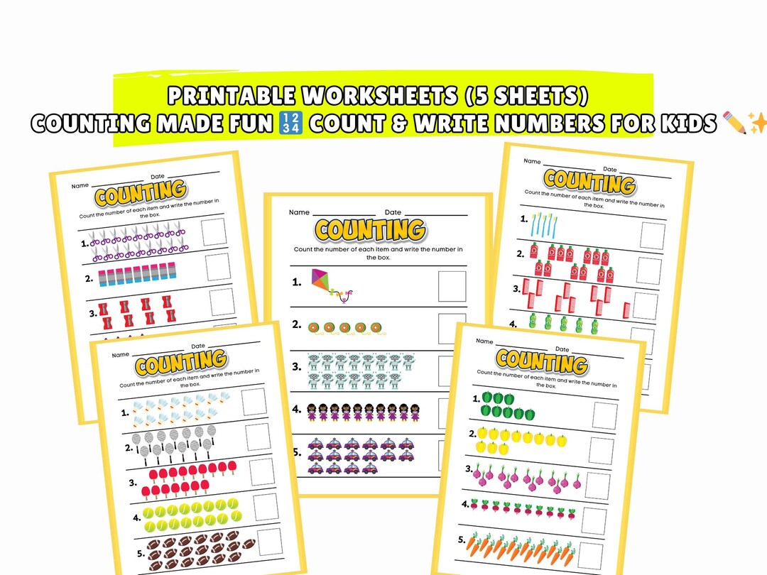 Printable Counting Worksheets for Kids | Count and Write Numbers ...