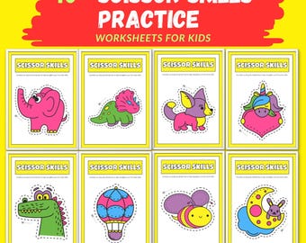Animal Scissor Skills Worksheets – Cutting Practice Activity (Digital Download)