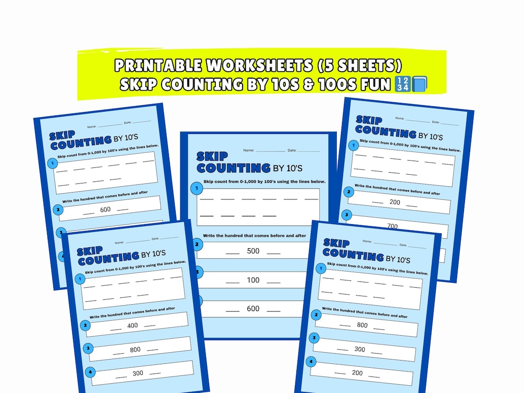 Printable Skip Counting Worksheets | Count by 10s and 100s Number ...