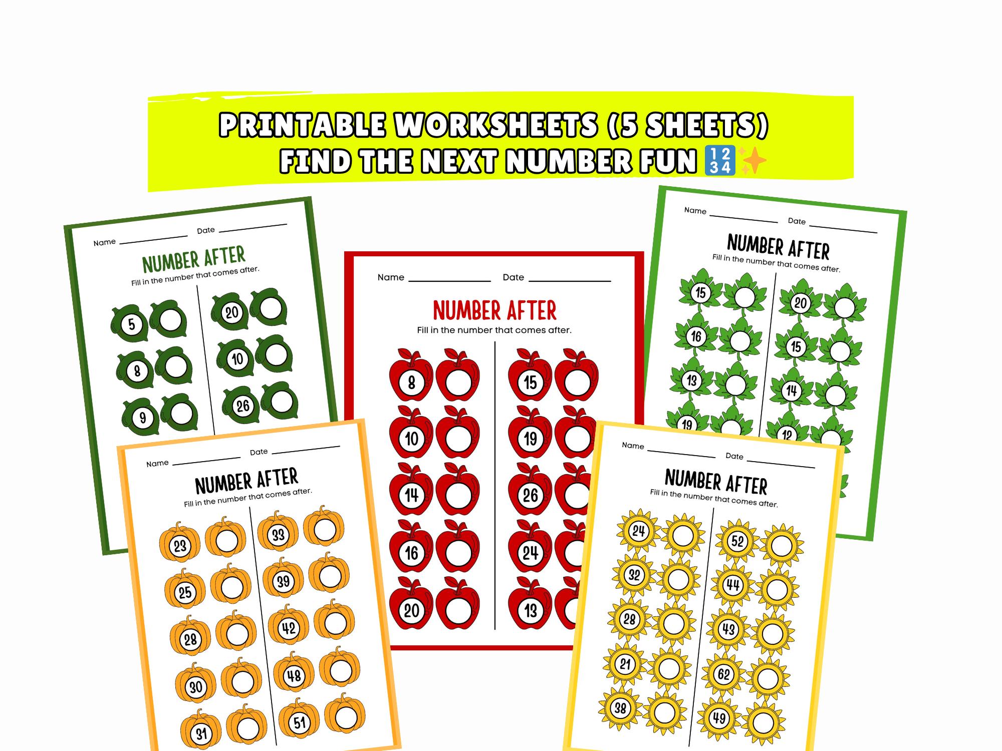 Learning Numbers After Printable Number After Worksheets | 5 Pages Number Sequencing Activity ...