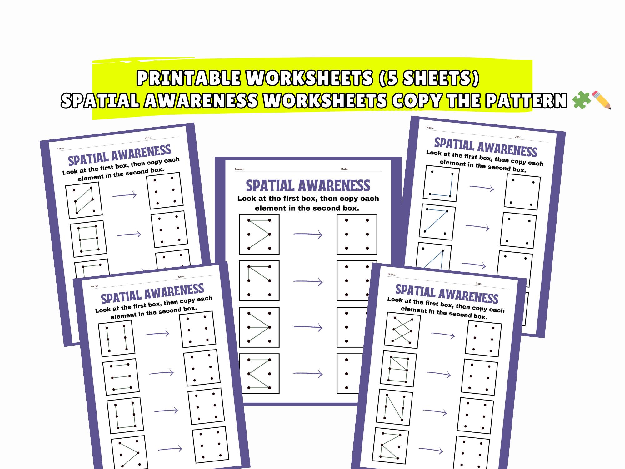 Spatial Pattern Kids Example Printable Spatial Awareness Worksheets | 5 Visual Copy Pattern ...