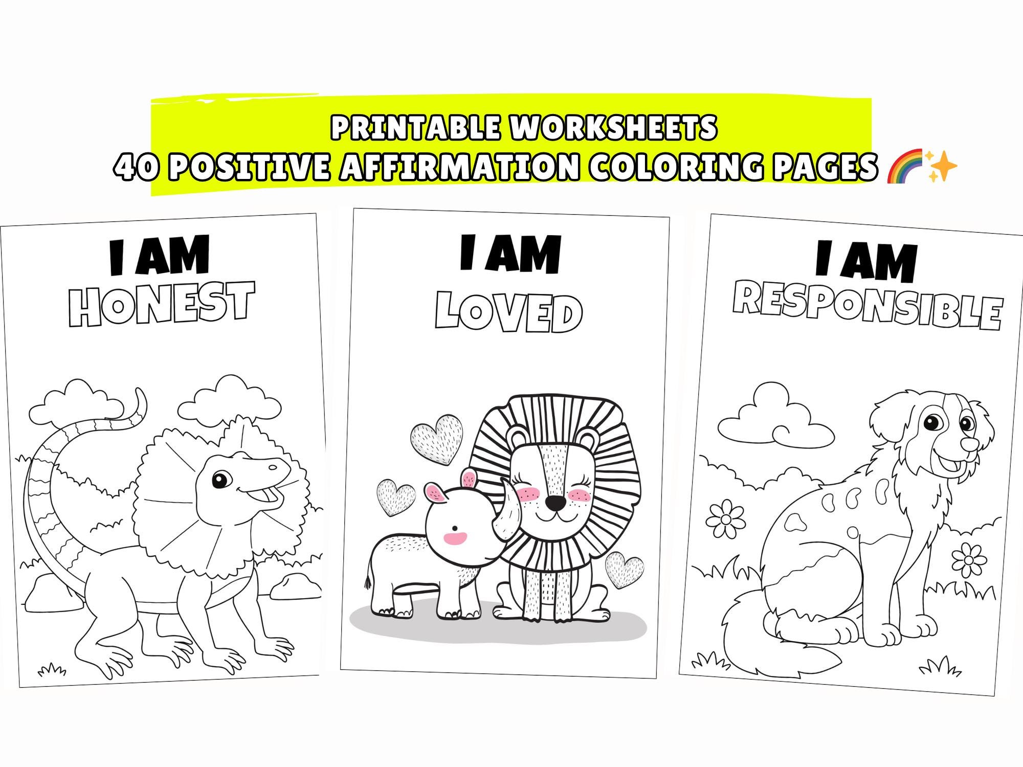 40 Positive Affirmation Coloring Pages for Kids | Confidence ...