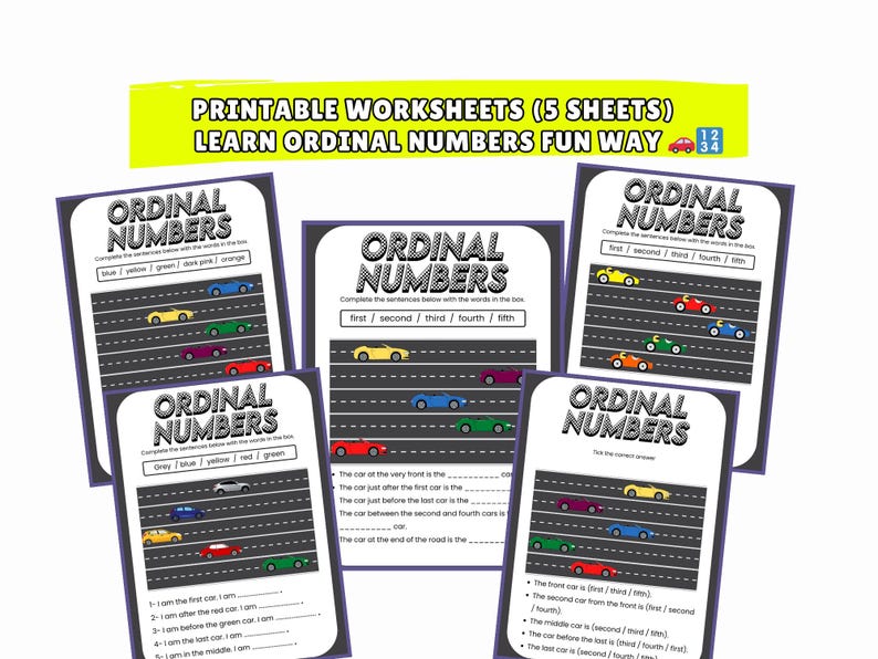 Printable Ordinal Numbers Worksheets | 5 Pages First to Fifth Position ...