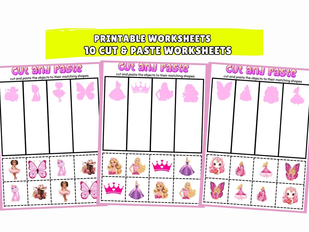 Printable Cut and Paste Matching Worksheets | 10 Shape Matching ...