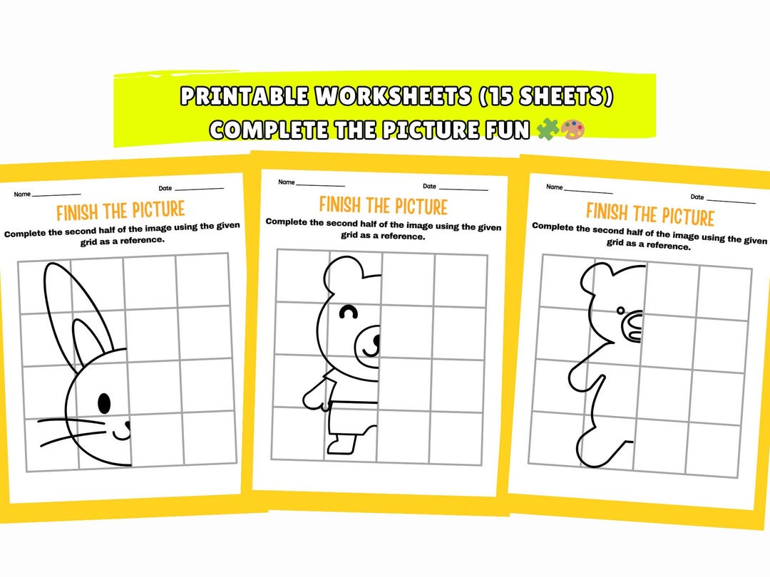 Printable Finish the Picture Worksheets | 15 Pages Symmetry Drawing