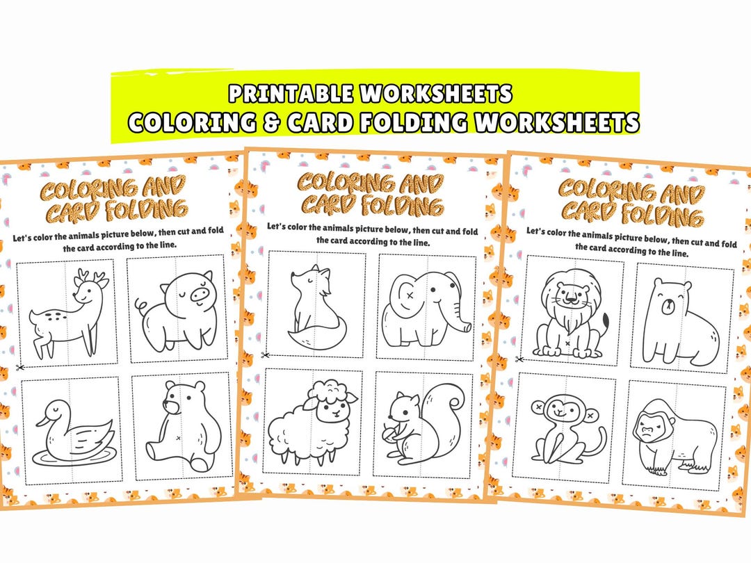 Printable Coloring and Card Folding Worksheets | 10 Cut Fold and Color ...