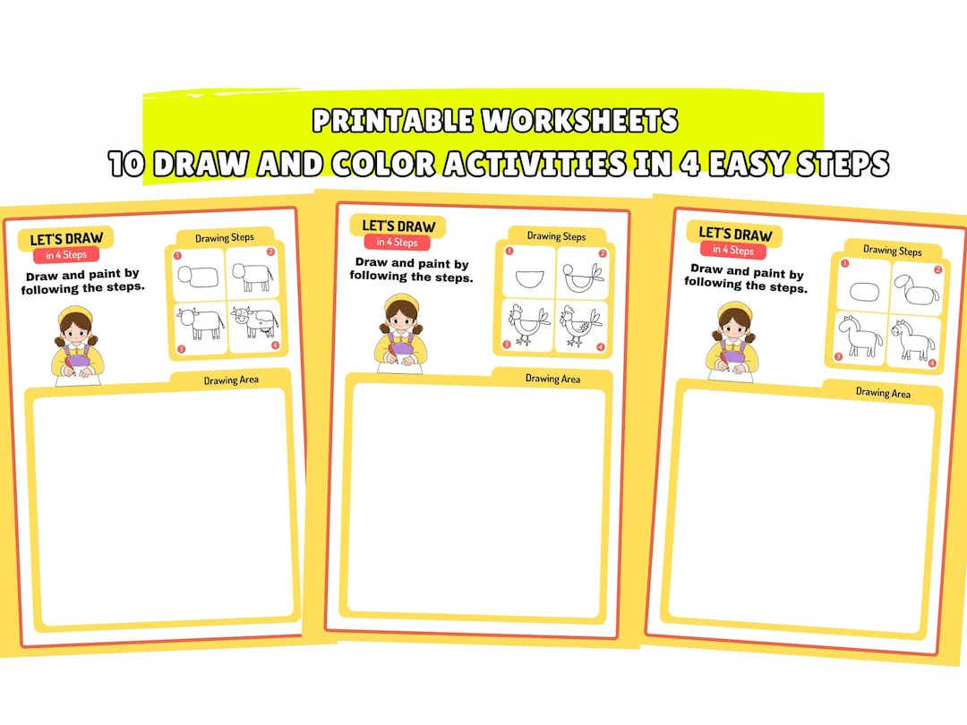 Step By Step Activity Printable Step by Step Drawing Worksheets | 10 Draw and Color ...