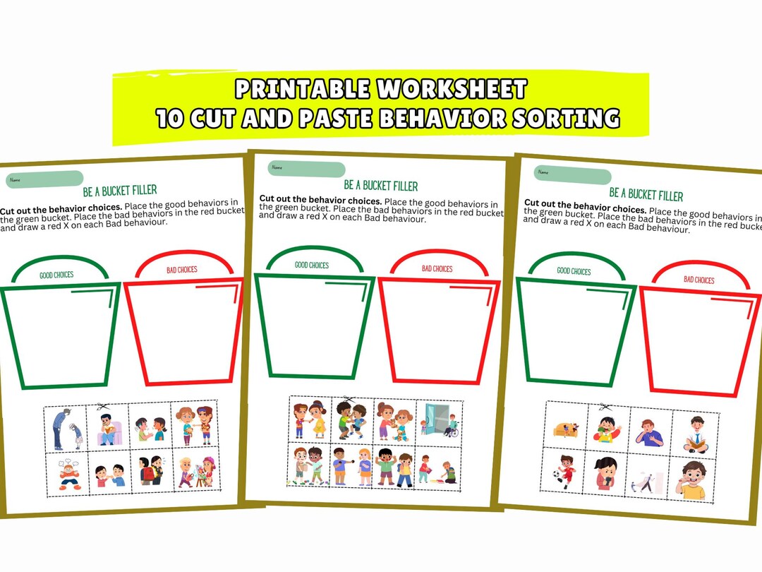 Printable Behavior Sorting Activities Worksheets, 10 Cut and Paste ...