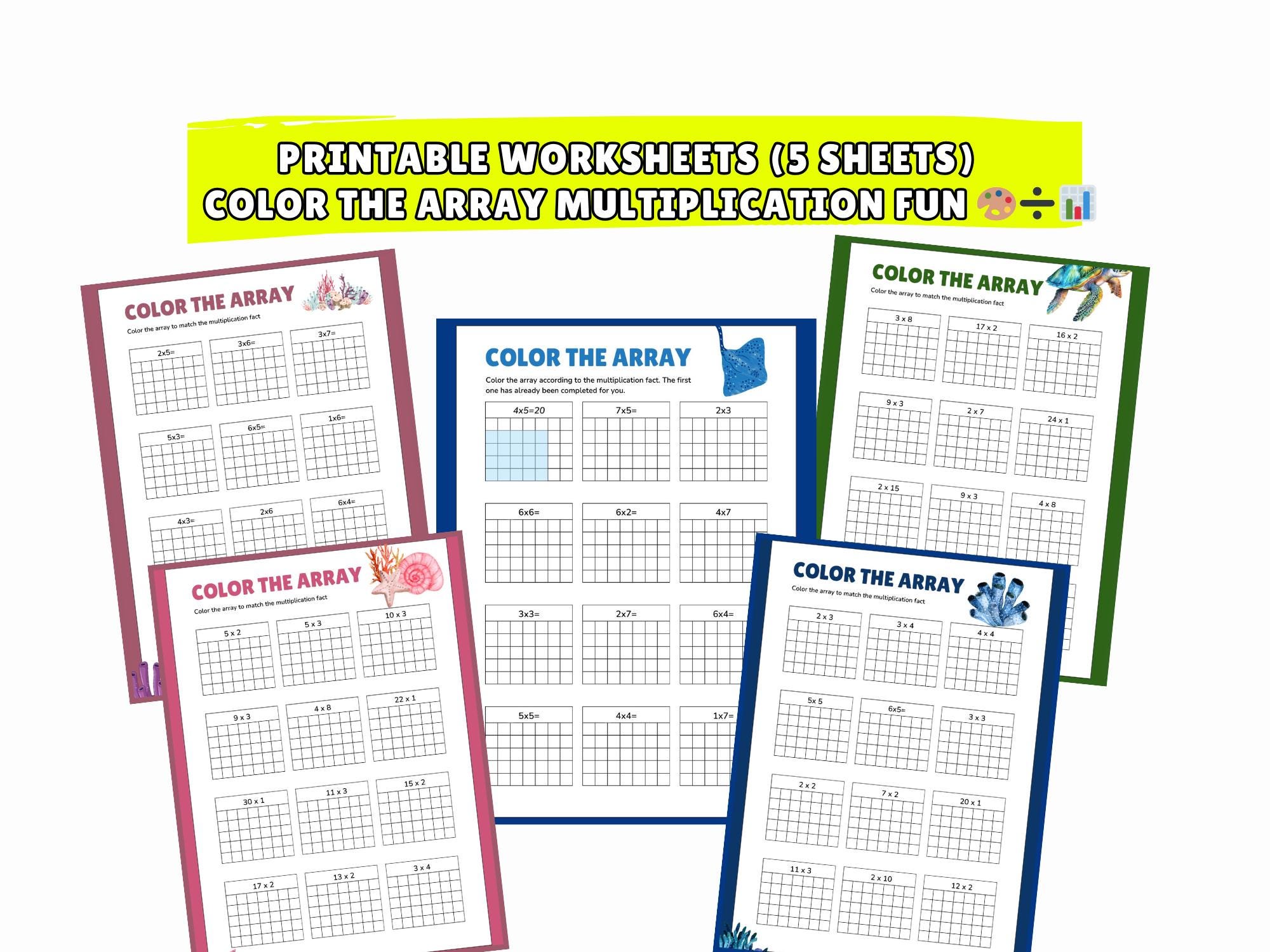 Title Printable Multiplication Arrays Worksheets | 60 Color the Array ...