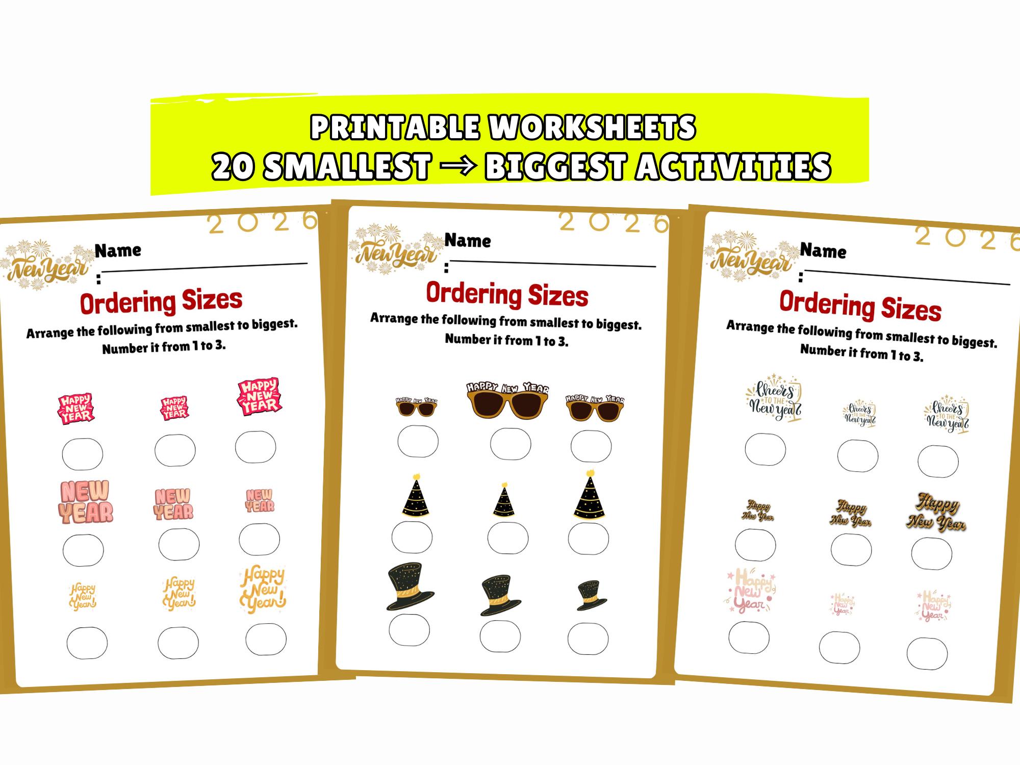 Printable Ordering Sizes Worksheets | 20 Smallest to Biggest Size ...